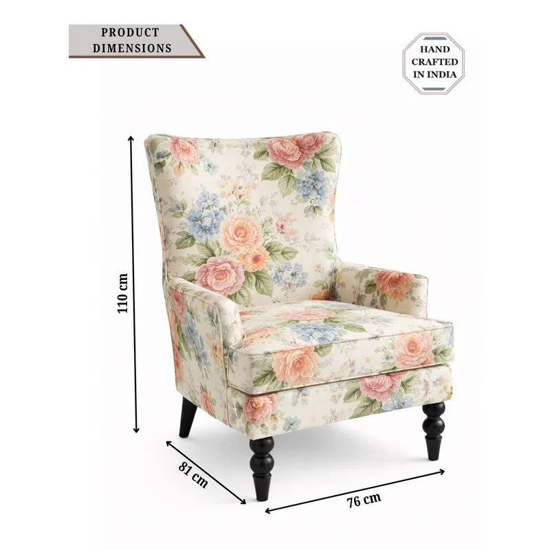 Heritage Pink Floral Teak Wood & Velvet Lounge Chair media 6