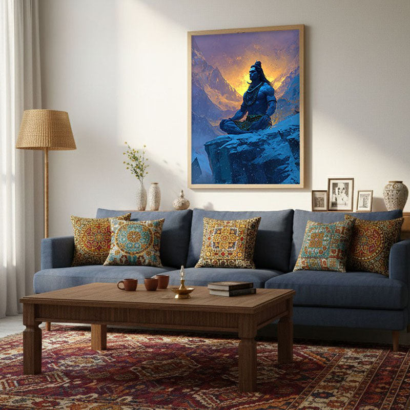 Lord Shiva Meditating I Archival Paper Wall Art - Natural Brown Frame media 3