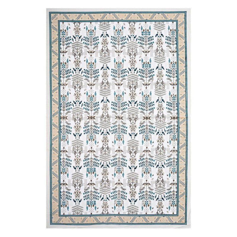 Serenza Floral Cotton Bedsheet (Blue & White) - 240 TC media 5
