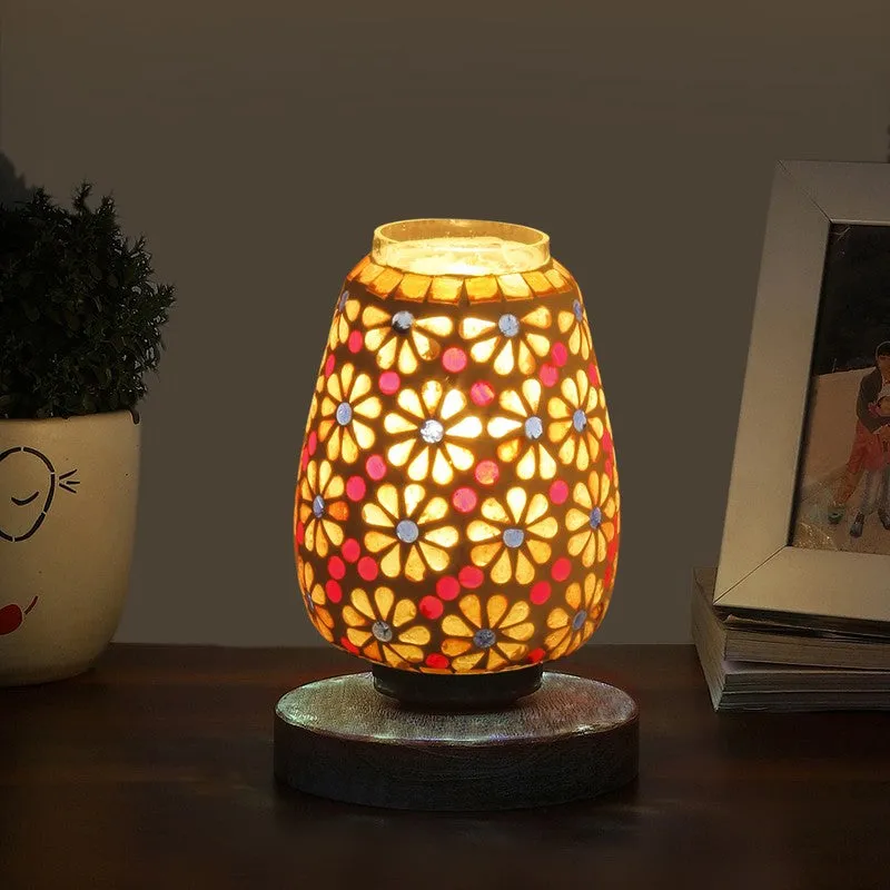 Lumarae Glass Table Lamp With Wooden Base - Multicolor media 1