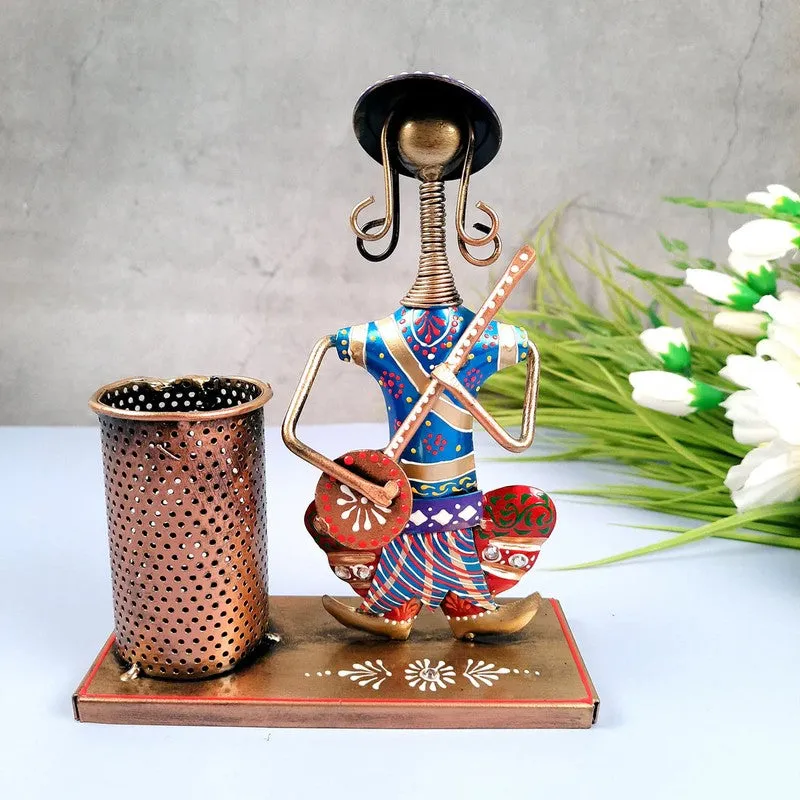 Rajasthani Musician Iron Stationery Holder media 3