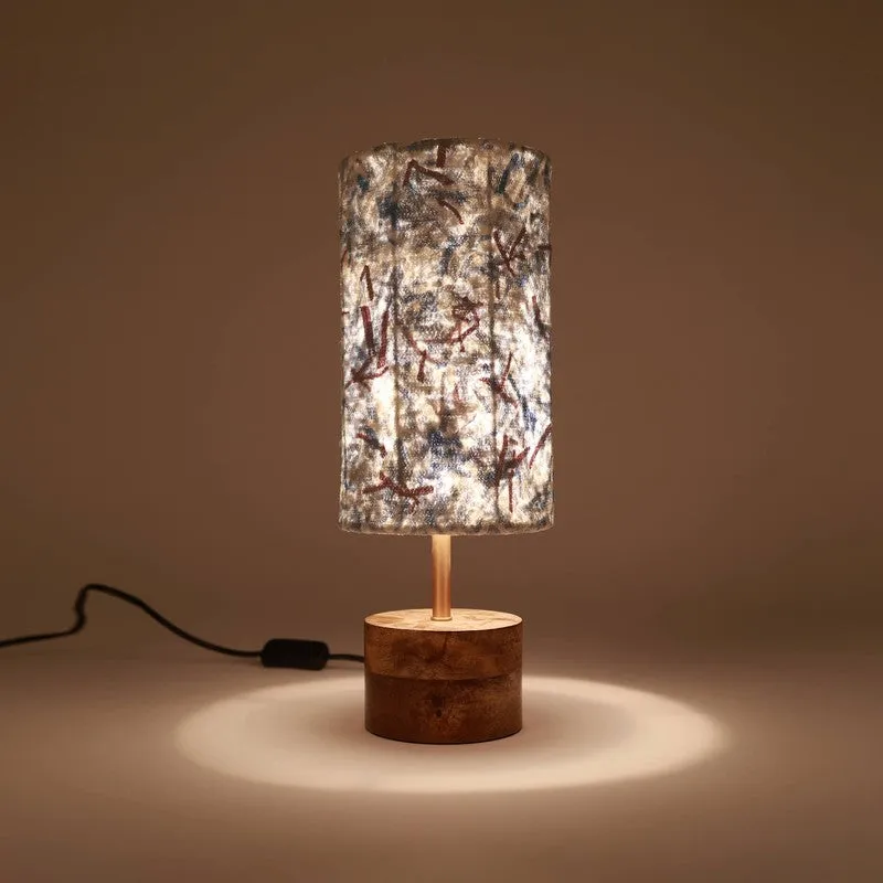 Orange Tree Flake Mango Wood Table Lamp Blue - Multicolor media 1