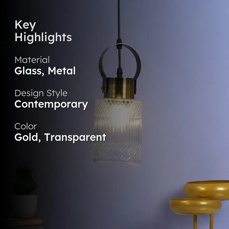 Elvion Textured Pendant Glass Ceiling Lamp media 2
