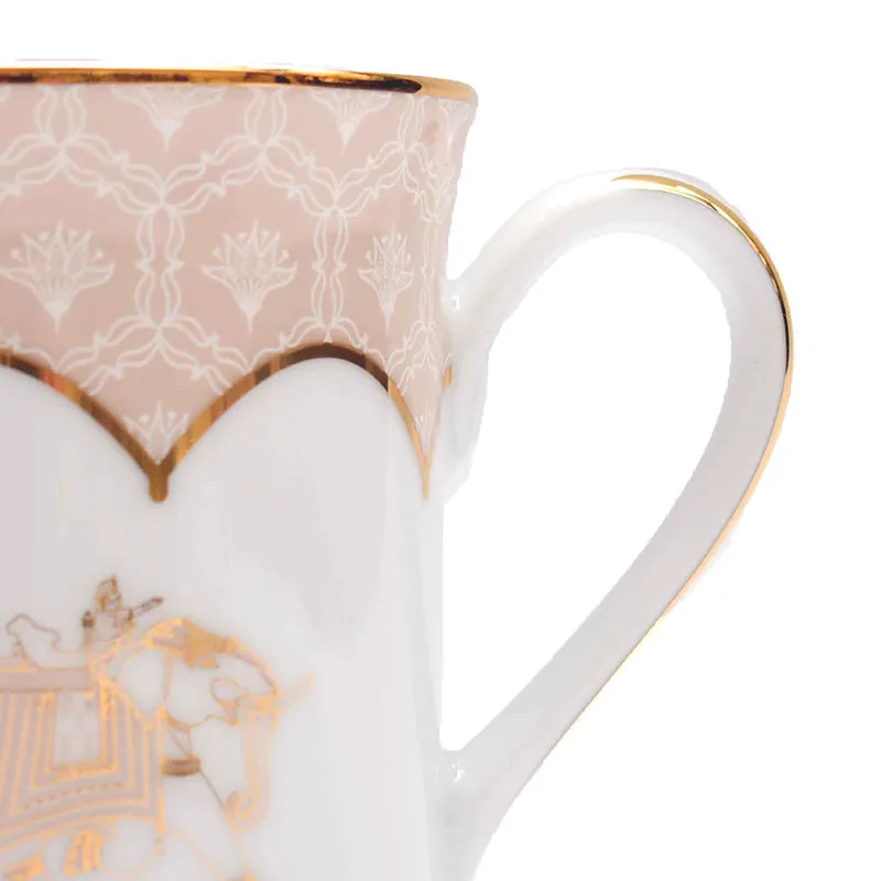 Gilded Legacy 24k Gold Brushed Porcelain Coffee Mug (300 mL Each/Peach) - Set Of Six media 5
