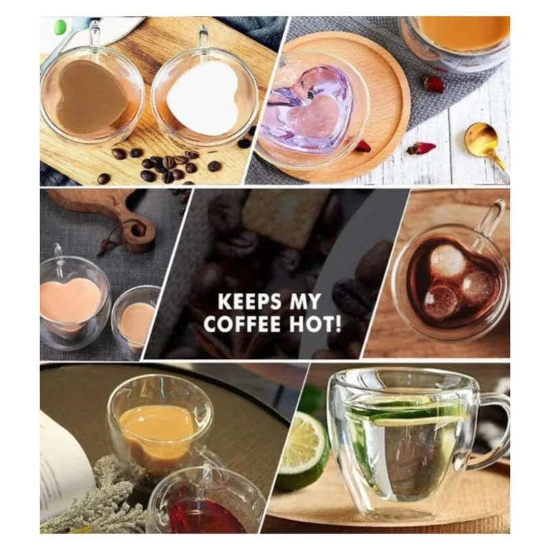 Heart Glass Coffee Mug (150 mL Each) - Set Of Two media 8