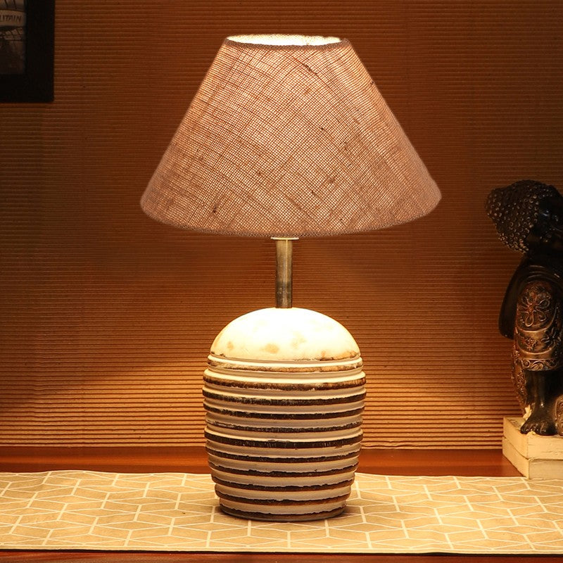 Lumexa Cotton Table Lamp With Wooden Base - Beige