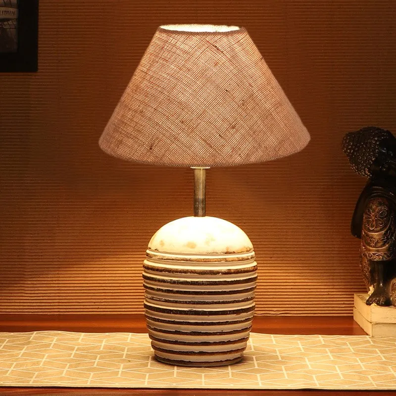 Lumexa Cotton Table Lamp With Wooden Base - Beige media 1