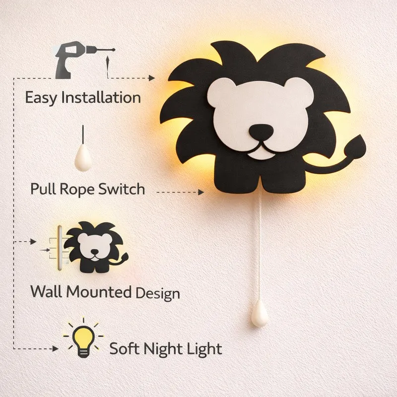 Pureva Lion Battery Operated MDF Wall Lamp - Black media 12