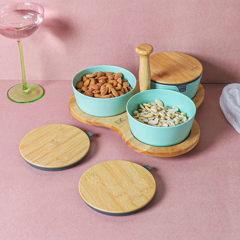Nava Snack Bowl With Tray (Blue) - Four Piece Set media 7