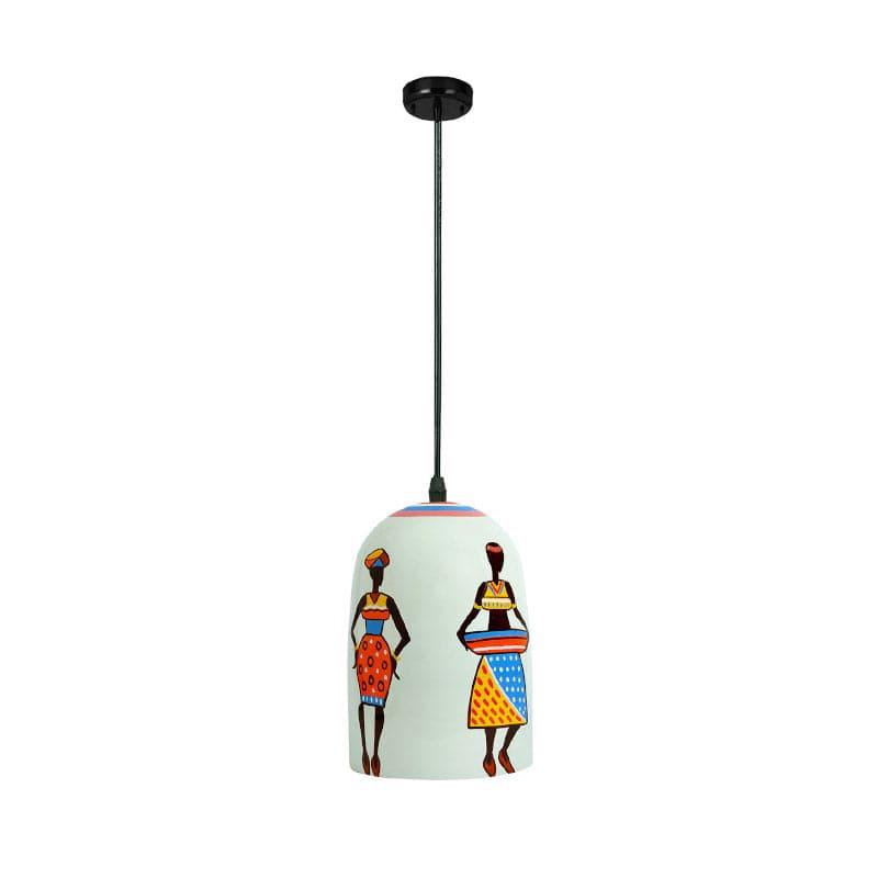 Folk Fantasy Hand Painted Glass Ceiling Lamp media 4