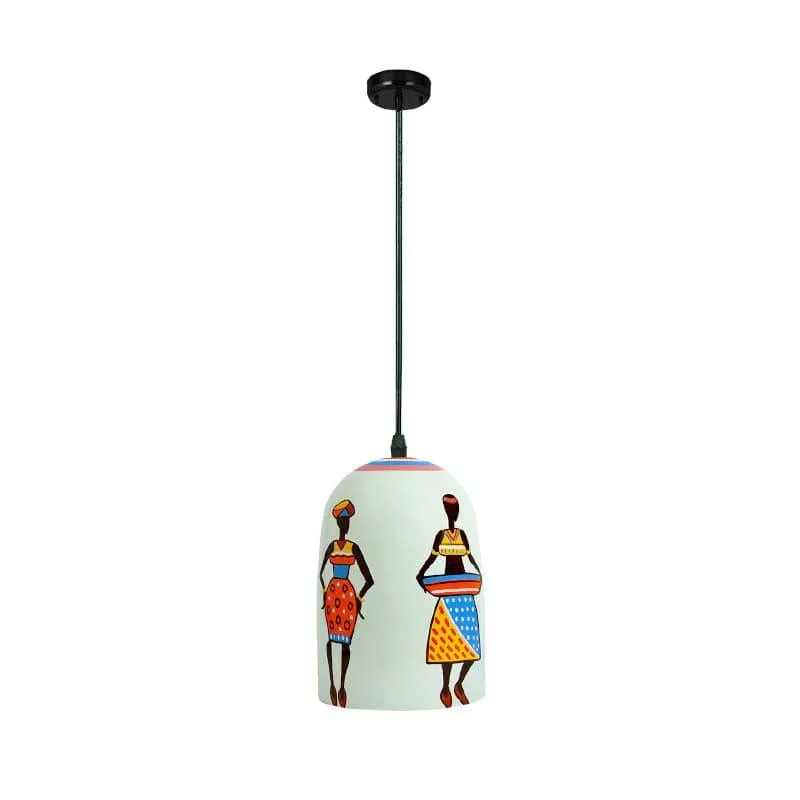 Folk Fantasy Hand Painted Glass Ceiling Lamp media 4