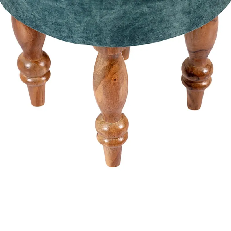 Qynex Sheesham Wooden Stools (Blue) - Set Of Two media 7