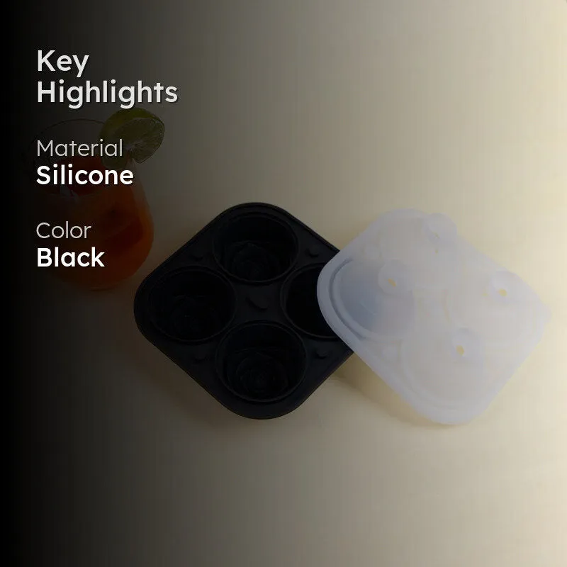 Rose Silicone 4-Cube Ice Mould - Black media 2