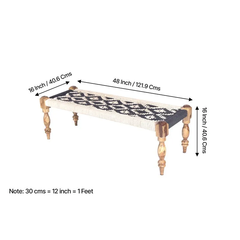 Calrix Sheesham Wooden Bench - Black,White media 10