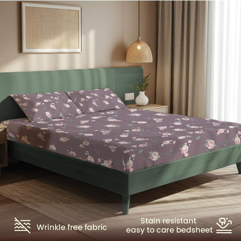 Earthy Petal Floral Cotton Bedsheets (Brown) - 200 TC media 5
