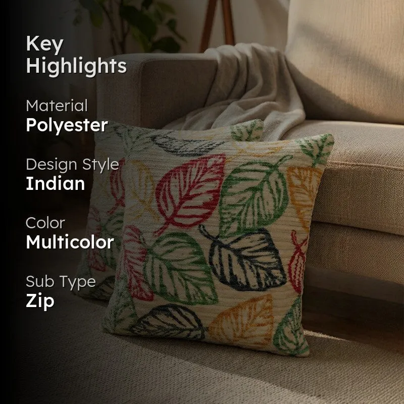 Squarecraft Cushion Cover (Yellow, Red) - Set Of Two media 2