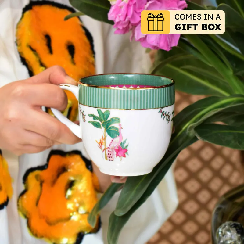 Gilded Mayura Pete 24k Gold Brushed Porcelain Coffee Mug (300 mL Each) - Set Of Four media 1