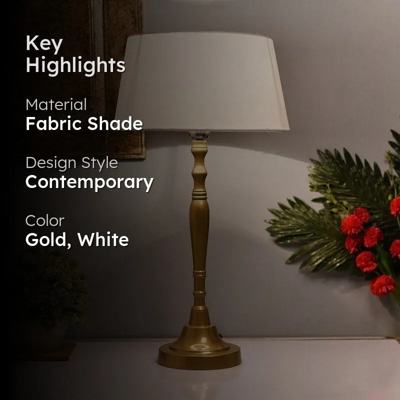 Imperial Gold Fabric Table Lamp With Drum Shade - Gold,White media 2