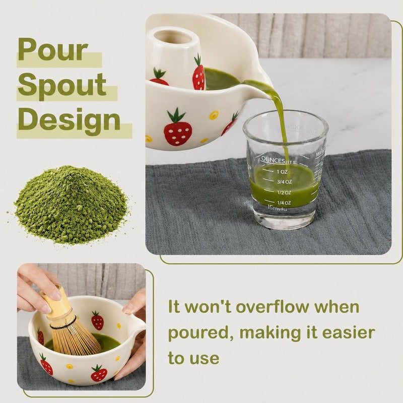 Sakura Ceramic Matcha Bowl & Whisk Holder Set (450 mL) - Two Piece Set media 4
