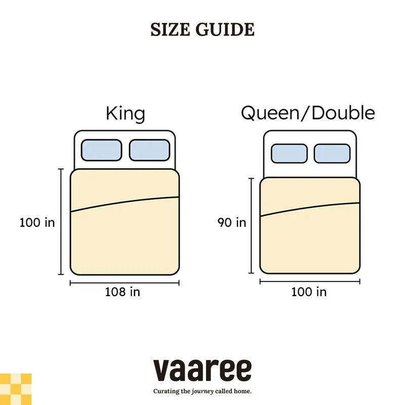Size guide graphic for King and Queen Double bedsheet variants