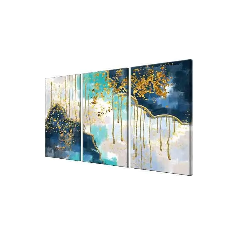 Gold Waves Poly Canvas Wall Art - Three Piece Set media 4