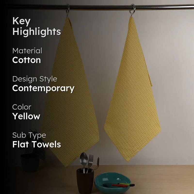 Sunbeam Cotton Kitchen Towel (Yellow) - Set Of Two media 2