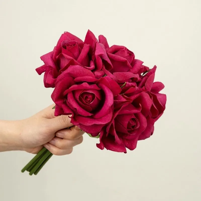 Aurielle Rose Fabric Artificial Flower - Dark Pink media 4