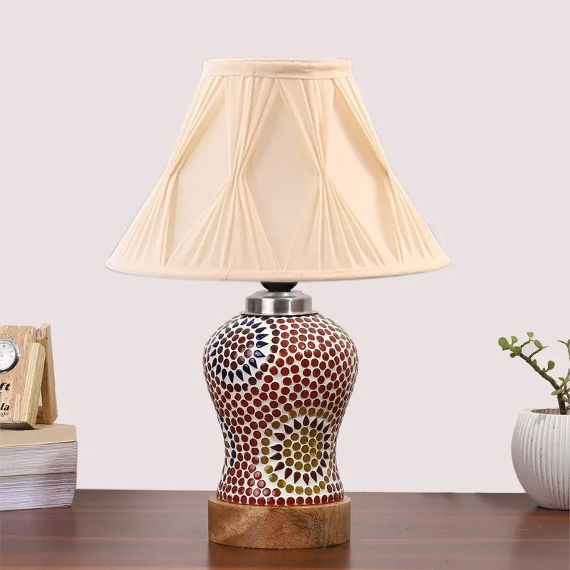 Aranya Smocked Wooden Table Lamp - Multicolor media 4