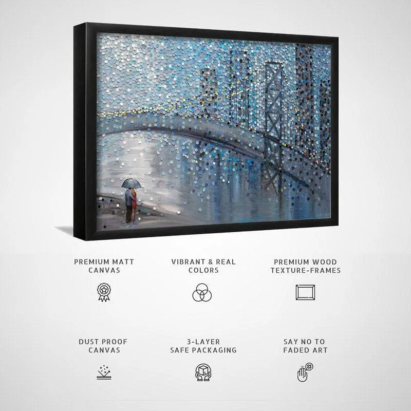 Rainy Date Canvas Wall Painting - Black Frame media 5