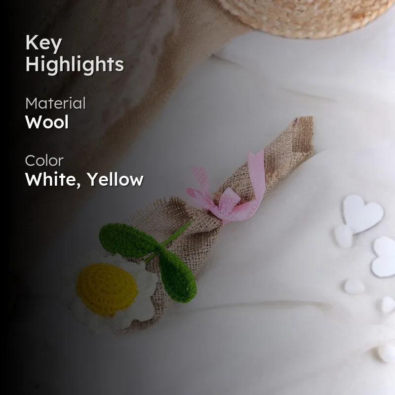 Crochet Handmade Sunflower Bouquet - White media 2