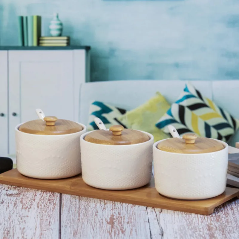 Imasha Condiment Jar Set With Tray & Spoons - Seven Piece Set media 1