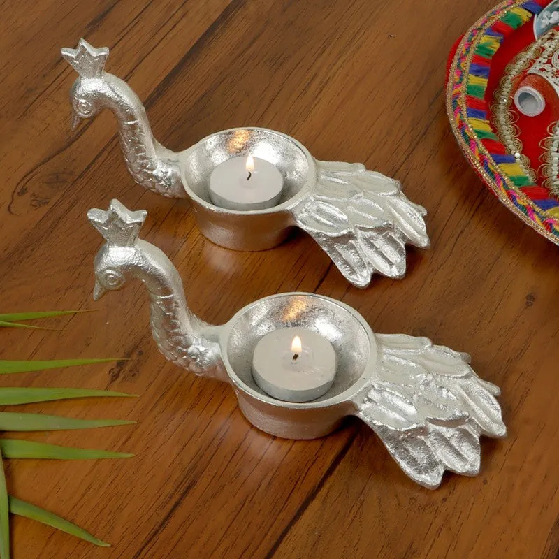 Platinum Mayur Tealight Holder - Set Of Two media 1
