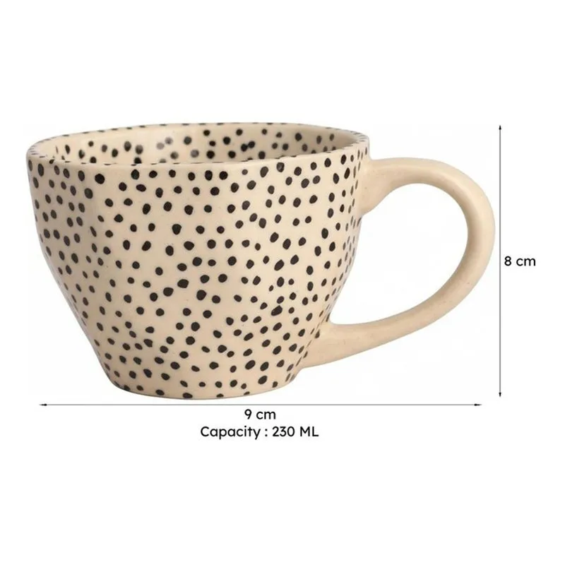 Polka Ceramic Tea Cup (230 mL)/White,Black) media 8