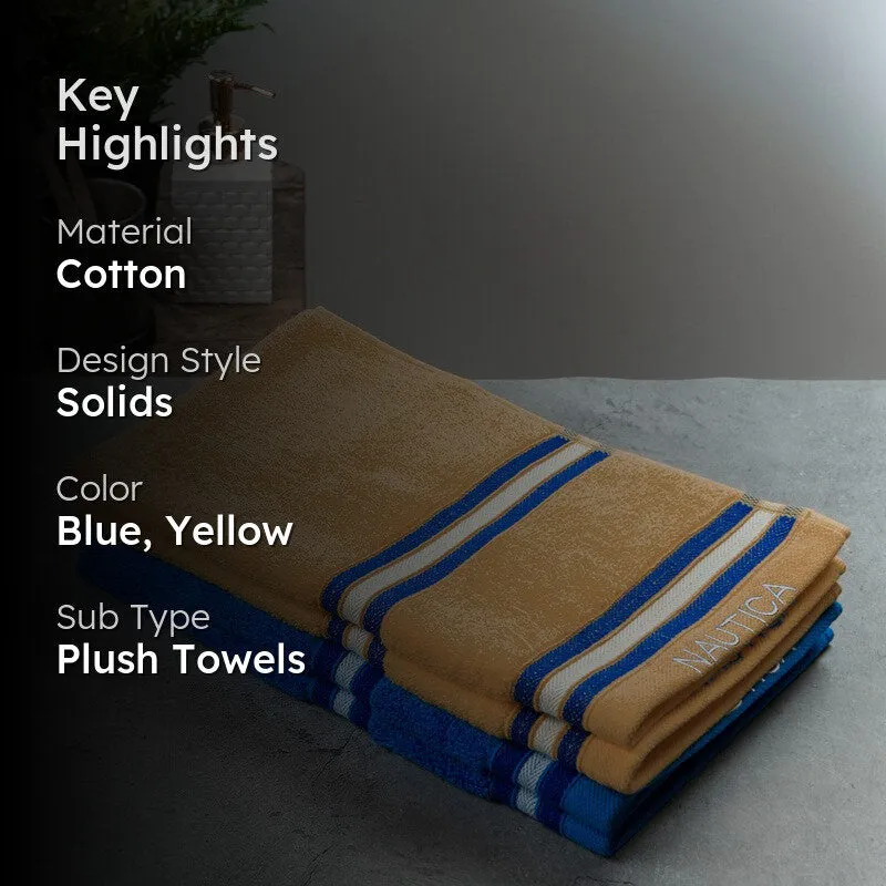 Nautica Dove Dual Down Cotton Hand Towel (Blue & Yellow) - Set Of Four media 2