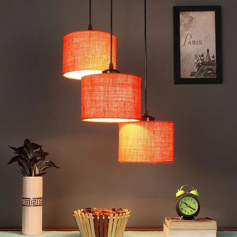 Sunset Glow Triple Metal Ceiling Lamp - Orange media 2