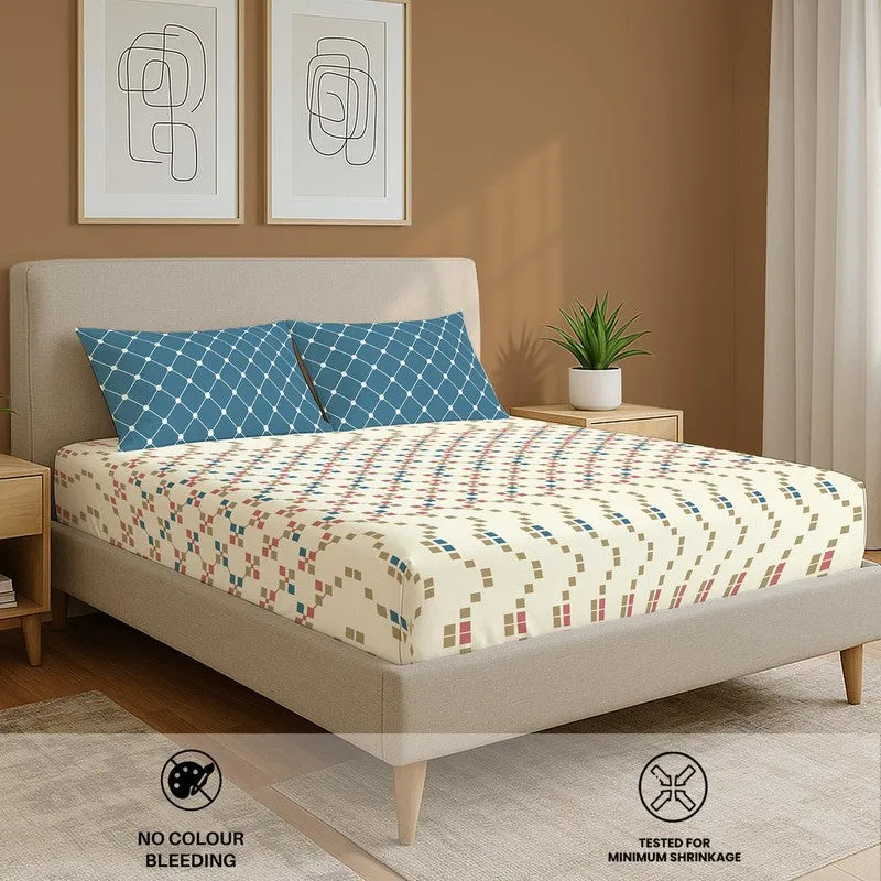 Urban Space GeoDot Cotton Bedsheet (Blue) - 144 TC media 5