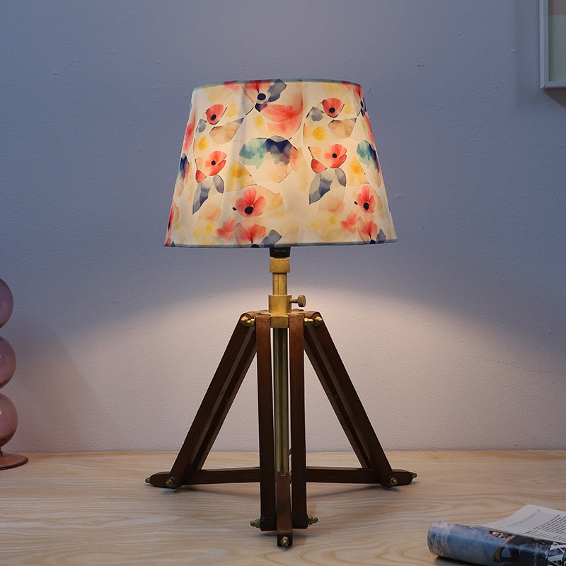 Luna Borealis Printed Tripod Mango Wood Table Lamp - Multicolor