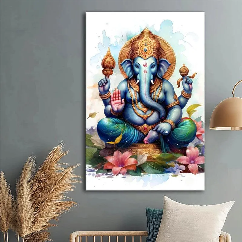 Mystic Ganesha Poly Canvas Wall Painting media 1