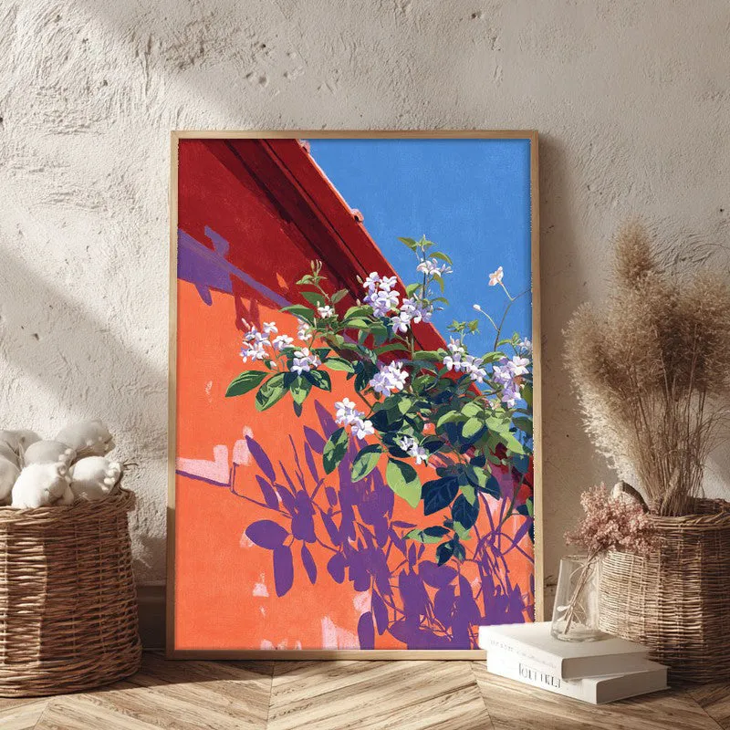 Azure Blush Canvas Wall Painting - Brown Frame media 3