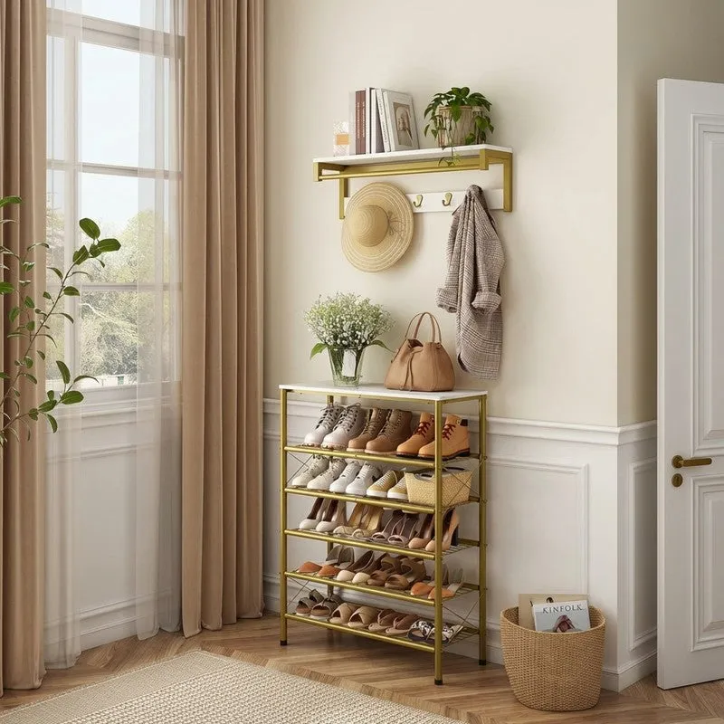 Stable Metal Shoe Rack - Gold media 5