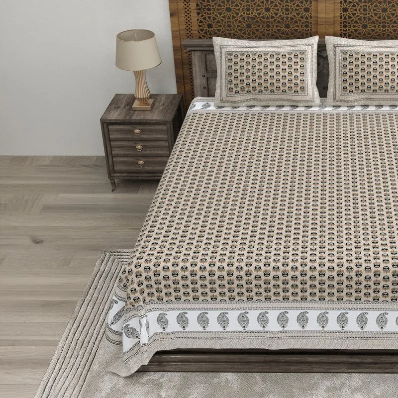 Floriya Cotton Bedsheet (Brown,Black) - 240 TC media 3