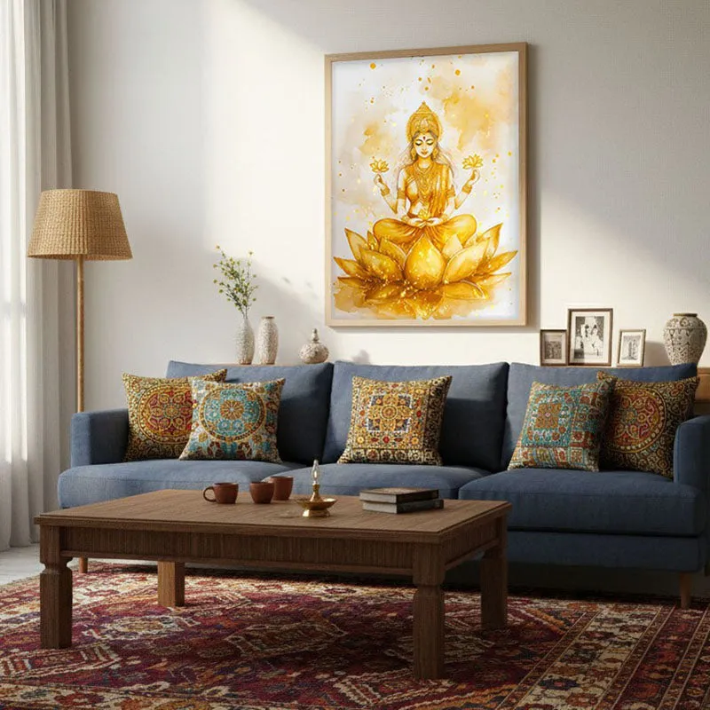 Padma Lakshmi Spiritual Archival Paper Wall Painting - Natural Brown Frame media 4