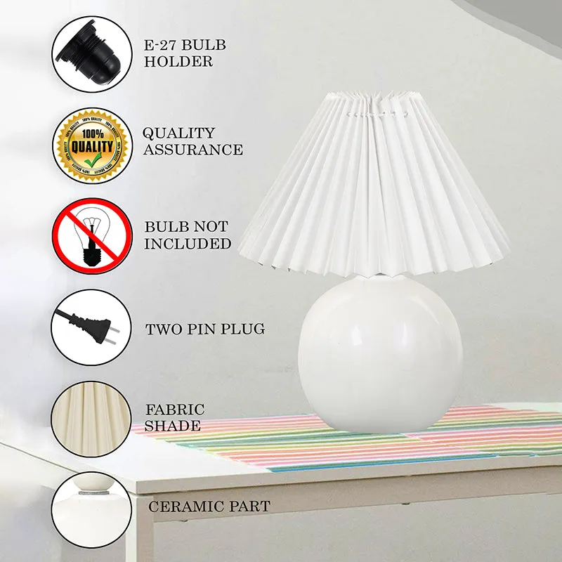 Ibex Pleated Fabric Table Lamp - White media 6