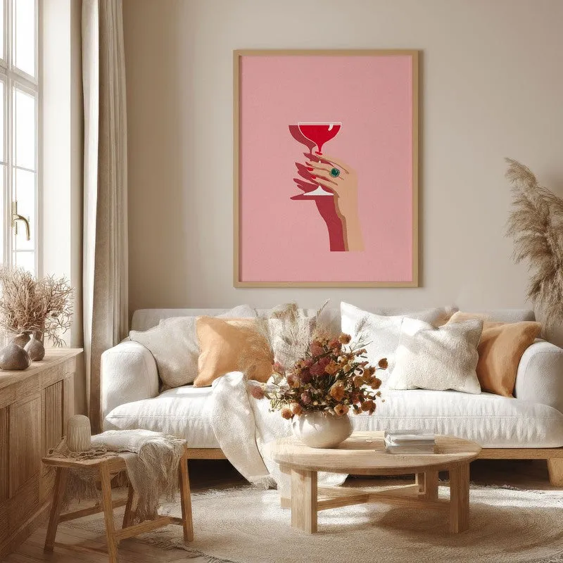 Pink Palette Canvas Wall Painting - Brown Frame media 4