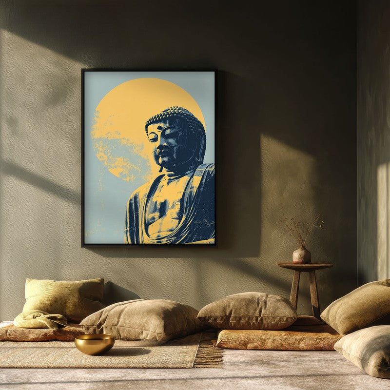 Buddha In Golden Aura V Archival Paper Wall Painting With Black Frame media 3