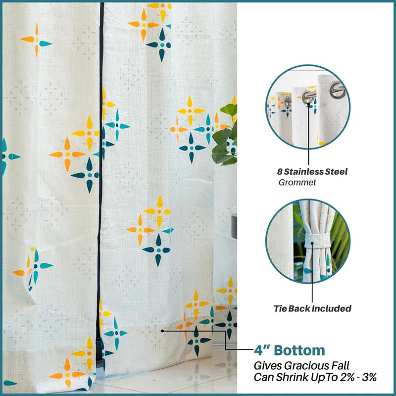 Urban Space Mosaic Curtain (Yellow & Blue) - Set Of Two media 6