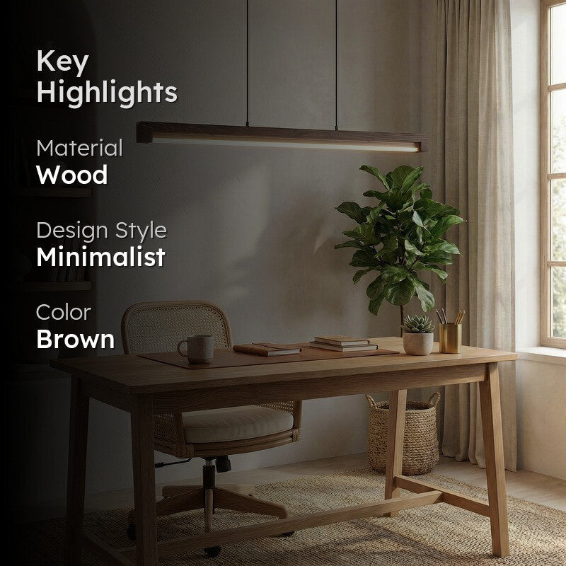 Grazia Linear LED Wooden Ceiling Lamp - Brown media 2