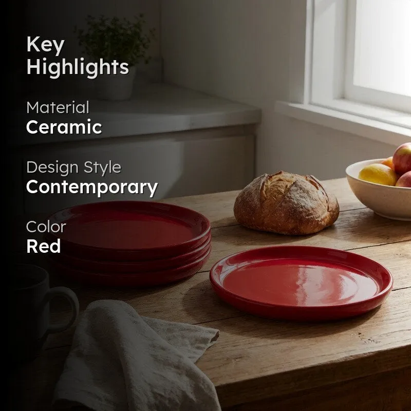 Ceramic Quarter Plate (Red) - Set Of Four media 2
