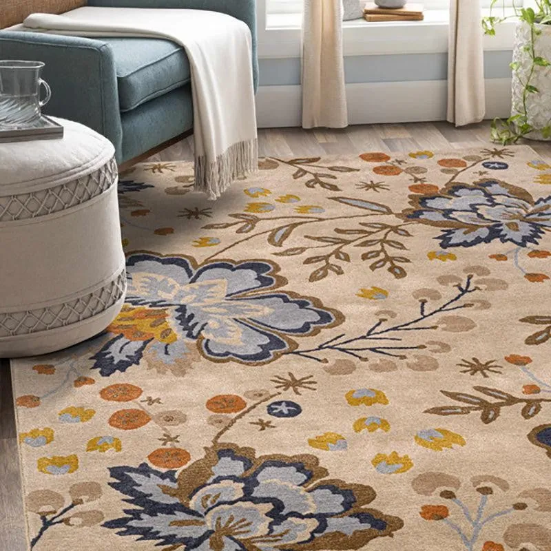 Haradrim Hand Tufted Floral Wool & Nylon Carpet - Blue media 3