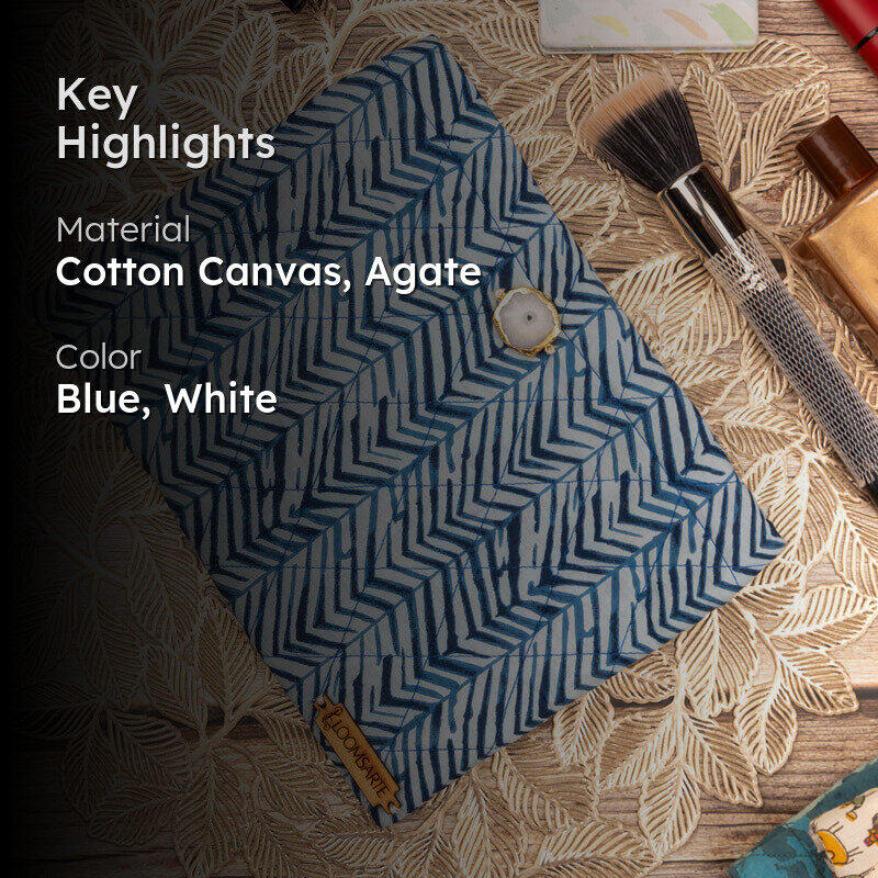 Azure Chevron Fabric Travel Pouch media 2